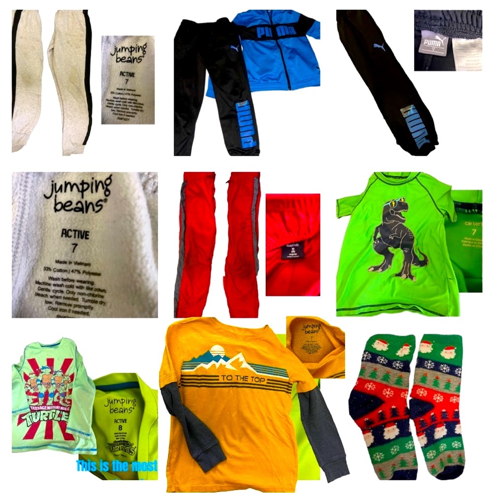 Sz 7/8 Play Clothes Lot GAP-Jumping Beans-Puma-Carter’s